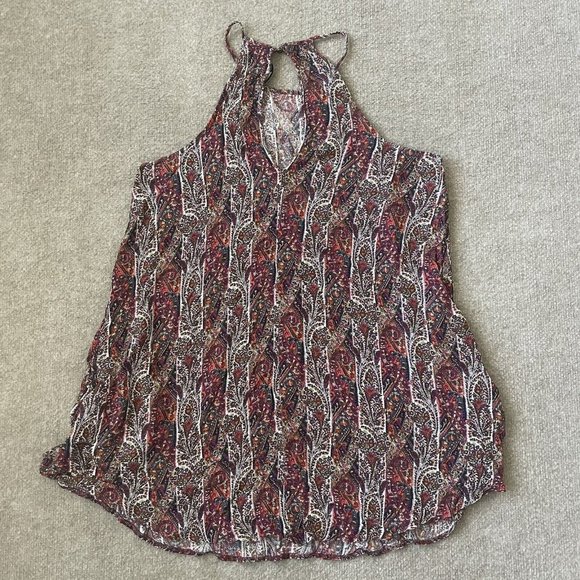 American Eagle Tank Top Womens Small Floral Tunic Pockets Casual Flowy Boho - Picture 9 of 9